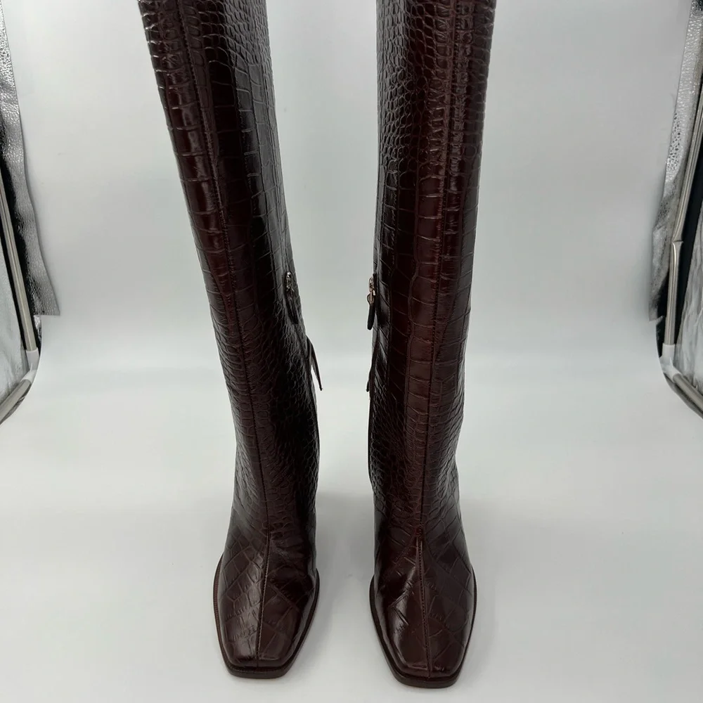 Square Clarita Croc-Embossed Leather Boots Women’s Sizes EU: 36 US: 6 MSRP: $795